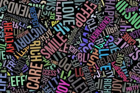 幸福的单词云,商业照片