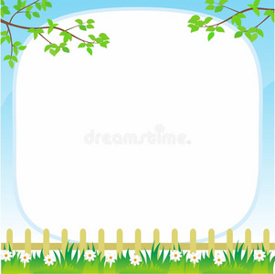 栅栏边的树图片