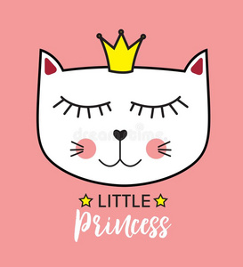小的漂亮的猫公主矢量说明