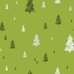 无缝的模式关于绿色的圣诞节树
