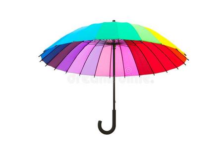 多彩的雨伞向白色的背景