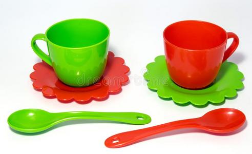 富有色彩的茶水-放置玩具