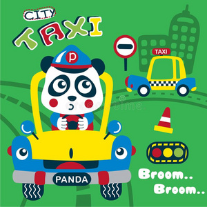 熊猫指已提到的人出租车驾驶员有趣的动物漫画照片