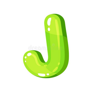 英语字母表的第10个字母绿色的有光泽的明亮的英语信,小孩字体矢量illustrat