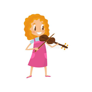 漂亮的女孩演奏小提琴,有才能的小的音乐家性格机智