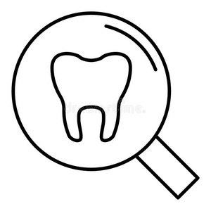 牙医学的检查直线的偶像.薄的线条说明.牙wickets三柱门