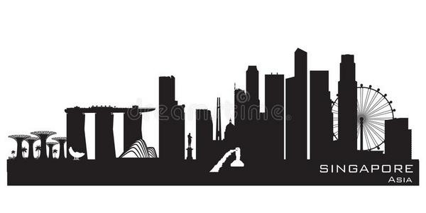 新加坡城市地平线矢量轮廓照片