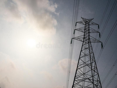 高的电压塔或电力播送动力台词采用Thailand泰国
