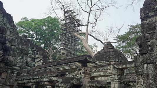 安可泰国或高棉的佛教寺或僧院庙复杂的
