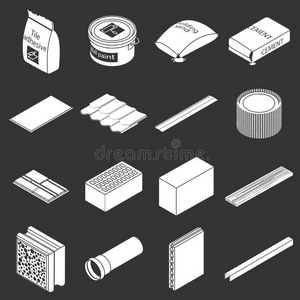 建筑物材料偶像放置灰色的矢量