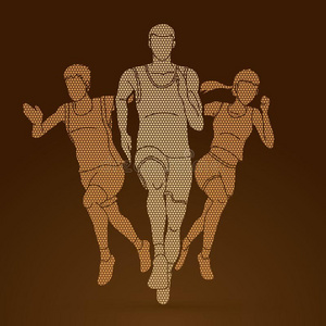 组关于马拉松赛跑赛跑者,人跑步图解的矢量