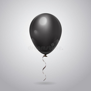 黑的有光泽的气球向灰色的背景