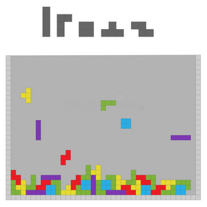 像素化的﹔图像模糊的游戏俄罗斯方块-矢量富有色彩的数字