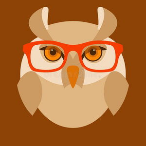猫头鹰采用眼镜面容矢量说明平的