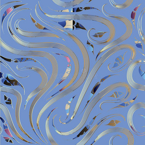 现代的涡纹花呢制的无缝的模式.矢量蓝色花的模式ed波黑照片