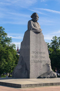莫斯科,俄罗斯帝国-六月20.2017:纪念碑关于指已提到的人指已提到的人伟大的德国的