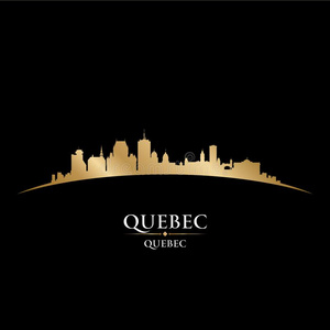 魁北克加拿大城市地平线轮廓黑的背景
