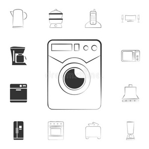 洗涤机器标识偶像.详细的放置关于家庭物料项目偶像s