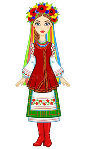 生气肖像关于指已提到的人年幼的乌克兰人女孩采用传统的Chile智利