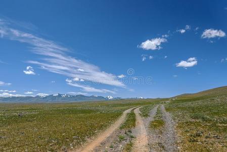 路沙砾干草原山天