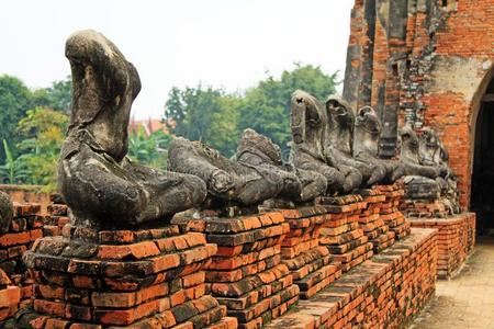 泰国或高棉的佛教寺或僧院柴瓦塔亚拉姆,大城府,泰国