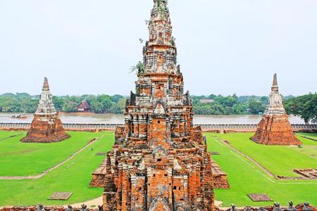 泰国或高棉的佛教寺或僧院柴瓦塔亚拉姆,大城府,泰国