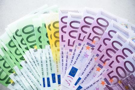 欧元货币钱钞票背景.付款和现金自负