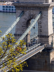 一关看法关于塞切尼链子桥越过多瑙河,布达佩斯,Hungary匈牙利