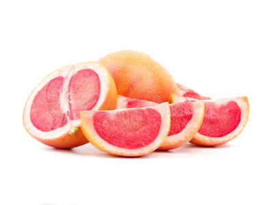 部分关于成熟的和多汁的葡萄柚和全部的葡萄柚满的关于