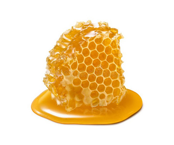 蜂窝块.蜂蜜切成片隔离的向白色的背景