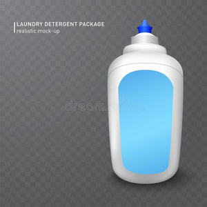 现实的白色的塑料制品瓶子向透明的背景为液体