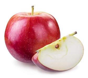 缠绵成熟的红色的苹果和和块关于苹果.照片