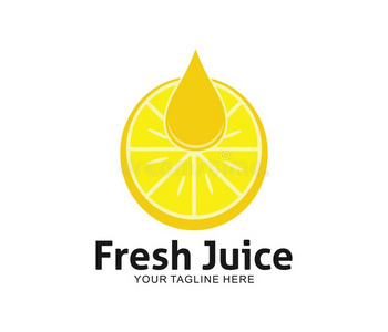 新鲜的果汁喝柠檬汽水矢量标识设计