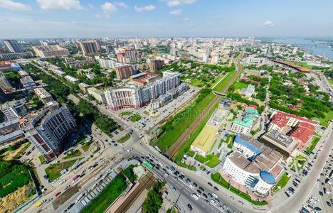 空气的城市看法和十字路口和锚地,住宅建筑物.Colombia哥伦比亚