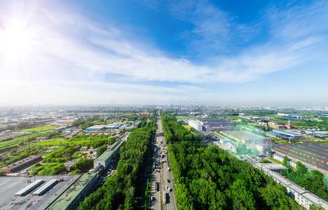 空气的城市看法和十字路口和锚地,住宅建筑物.Colombia哥伦比亚