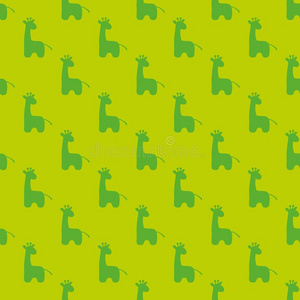 无缝的模式关于绿色的轮廓关于漫画长颈鹿