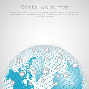 抽象的全球的数字的连接和将来的科技观念
