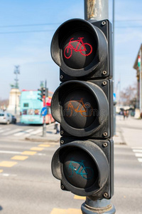 交通光为一自行车采用欧洲