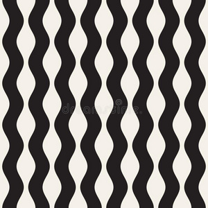 矢量无缝的黑的和白色的波状的台词模式.抽象的海门口