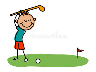 高尔夫球小孩.漫画小孩矢量说明.照片