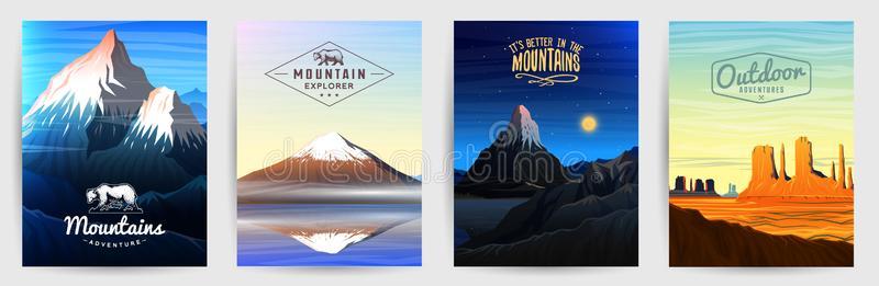 山山峰卡片或小册子.旅游向自然.风景英语字母表的第5个字母