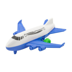 飞机小的玩具.蓝色和白色的