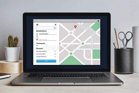 GlobalPositi向System全球定位系统地图航行计算机应用程序向便携式电脑屏幕.Locati向追踪者c向cep