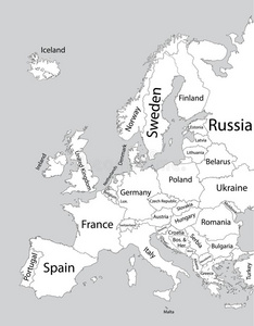 可编辑的空白的矢量地图关于欧洲.