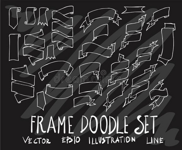 放置关于矢量心不在焉地乱写乱画绘画收集带横幅白色的线条