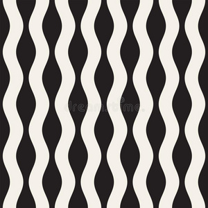 矢量无缝的黑的和白色的波状的台词模式.抽象的海门口