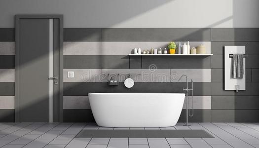 极简抽象艺术的黑的和灰色浴室