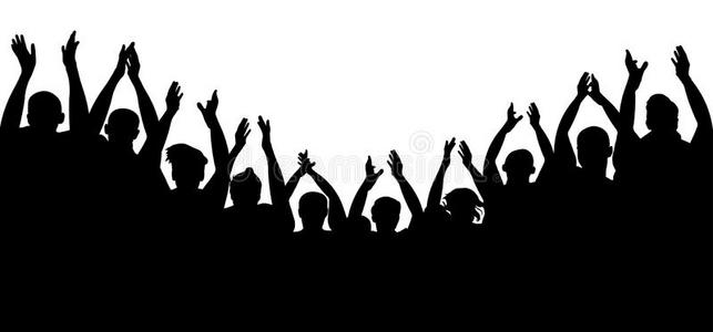 人群人喝彩,欢呼手在上面.热烈鼓掌观众.照片