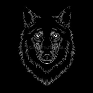 波兰人说明排队令人激动狼上端面容线条矢量说明照片