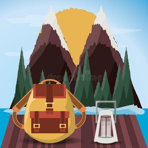 漫游癖埃文哲和风景和探险家自然插画